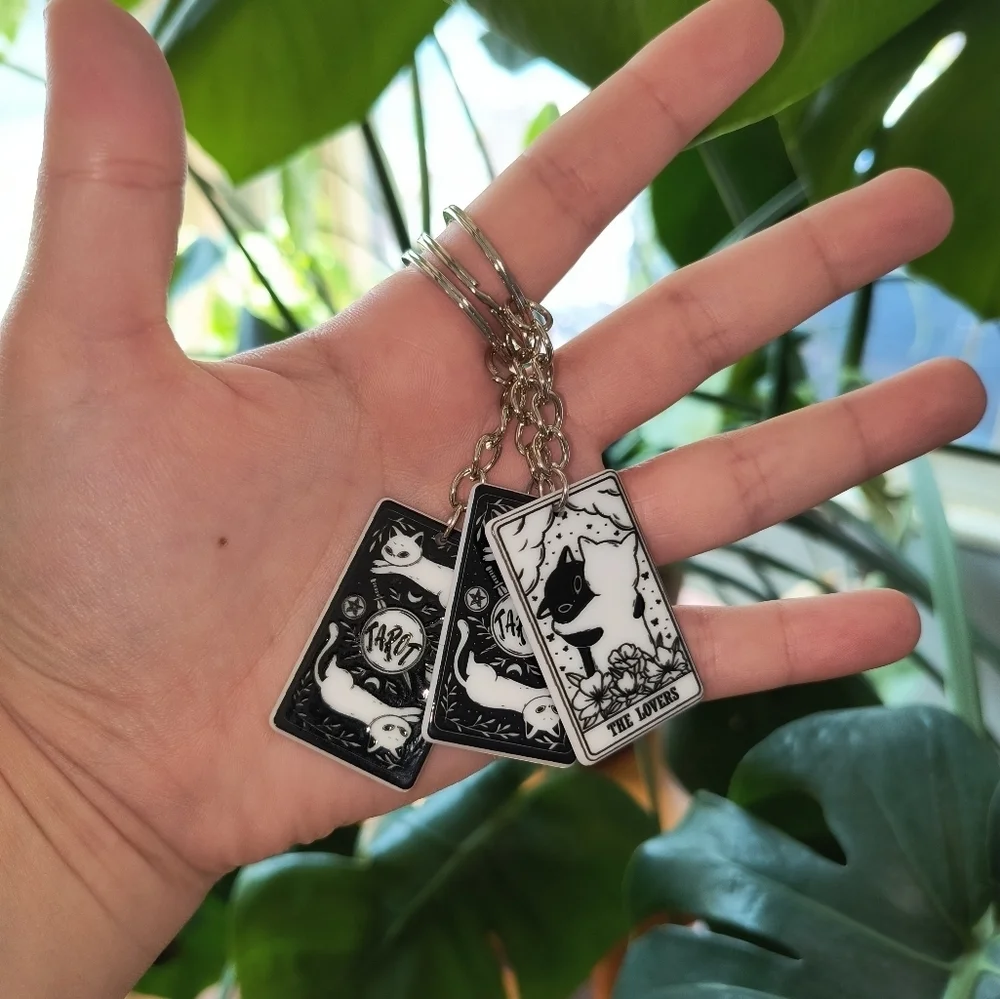 Black and White Cat Tarot Keychain Set ONE PIECE